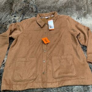 BOSTON TRADERS Tan Brown Faux Suede Sherpa Lined Jacket XXL NWT